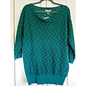 Dana Buchman L Women's Sweater Knit Dolman Cowl Emerald Green‎ 3/4 Sleeve NWT